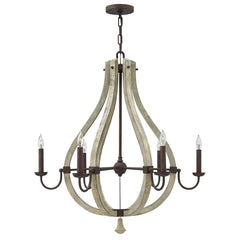 Lustre Middlefield 6 lumières rouille, bois massif