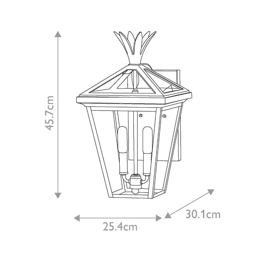 Applique extérieure Palma 2 lumières noire, verre