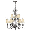 Lustre Plantation 10 lumières nickel, verre