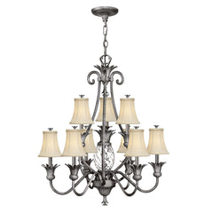Lustre Plantation 10 lumières nickel, verre
