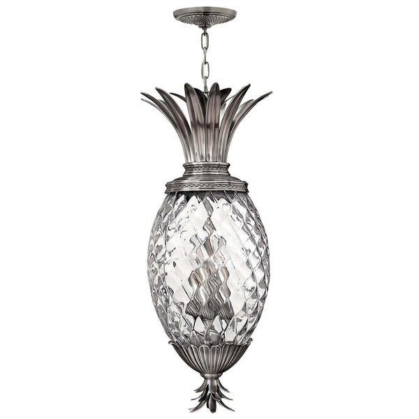 Suspension Plantation 4 lumières nickel, verre