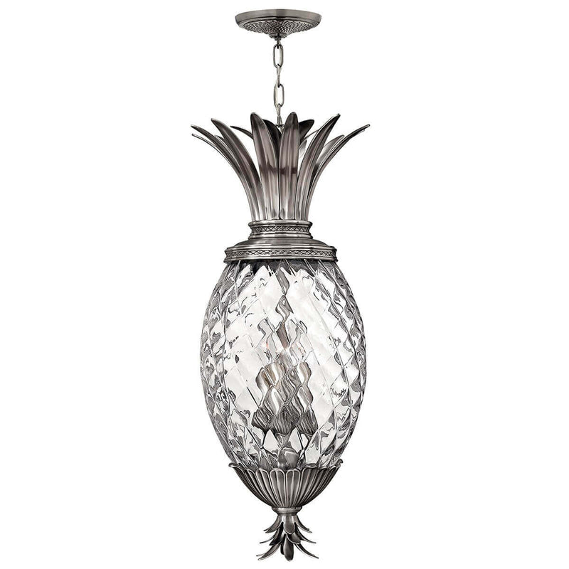 Suspension Plantation 4 lumières nickel, verre