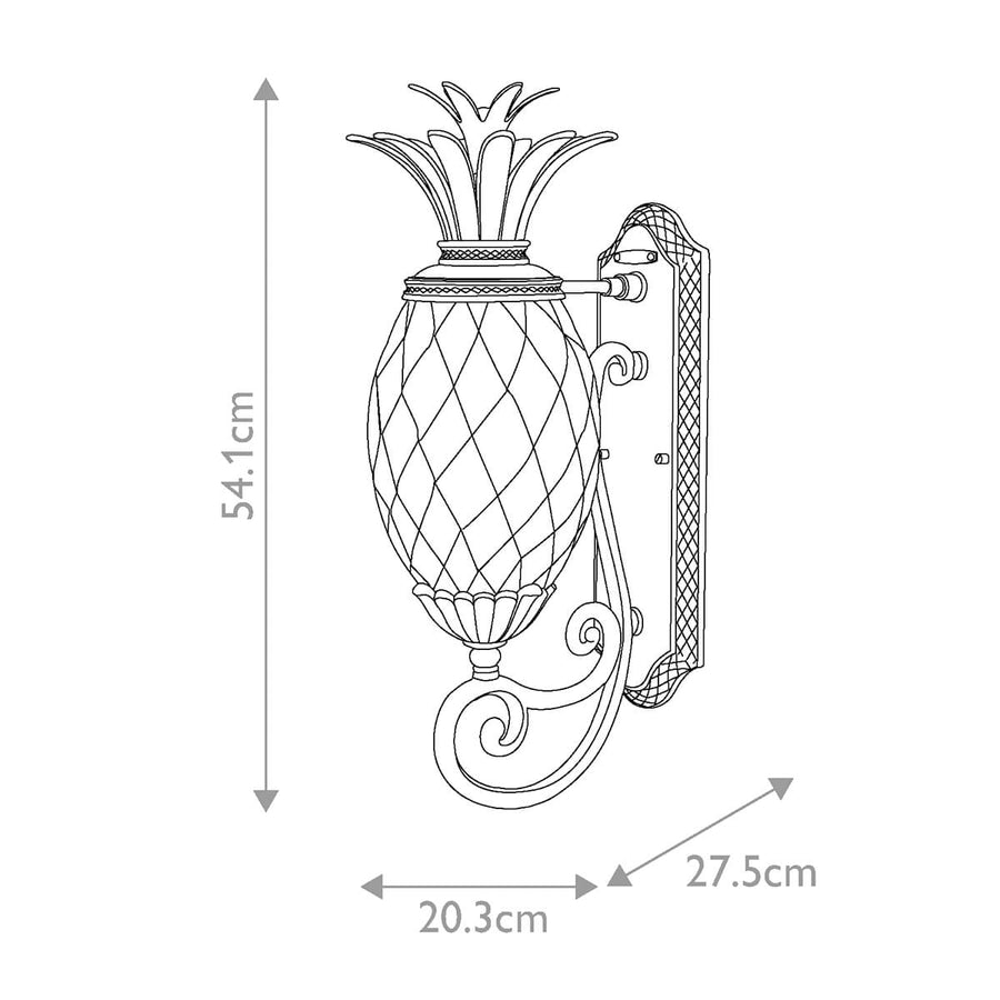 Applique extérieure Plantation bronze, verre, H 54,1 cm