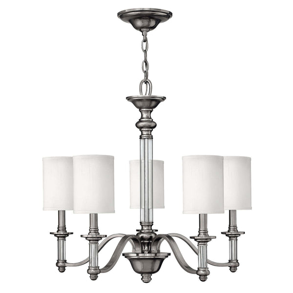 Lustre Sussex 5 lumières nickel satiné, verre