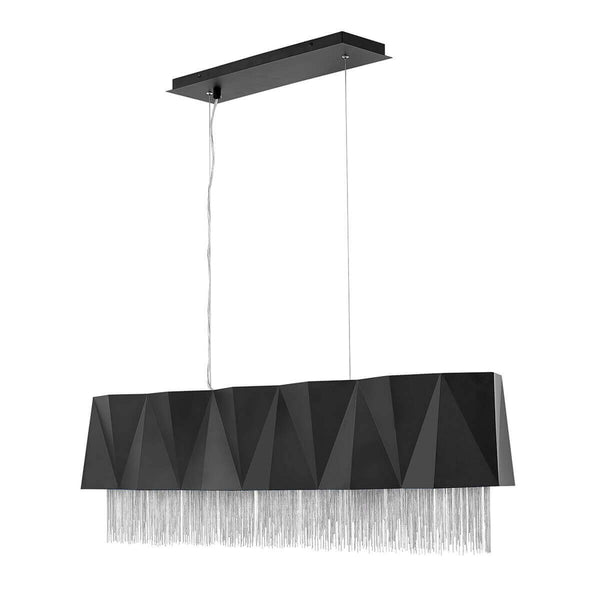 Suspension Zuma 6 lumières noire et argentée, L 110 cm