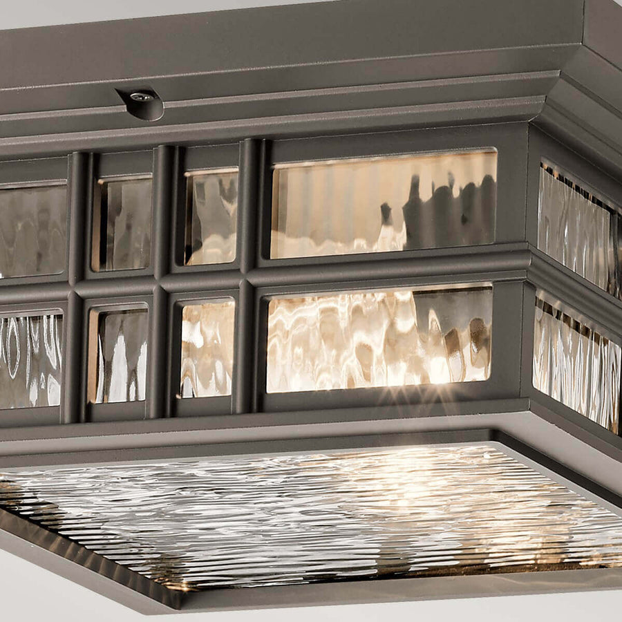 Plafonnier extérieur Beacon Square 2 lumières bronze, verre