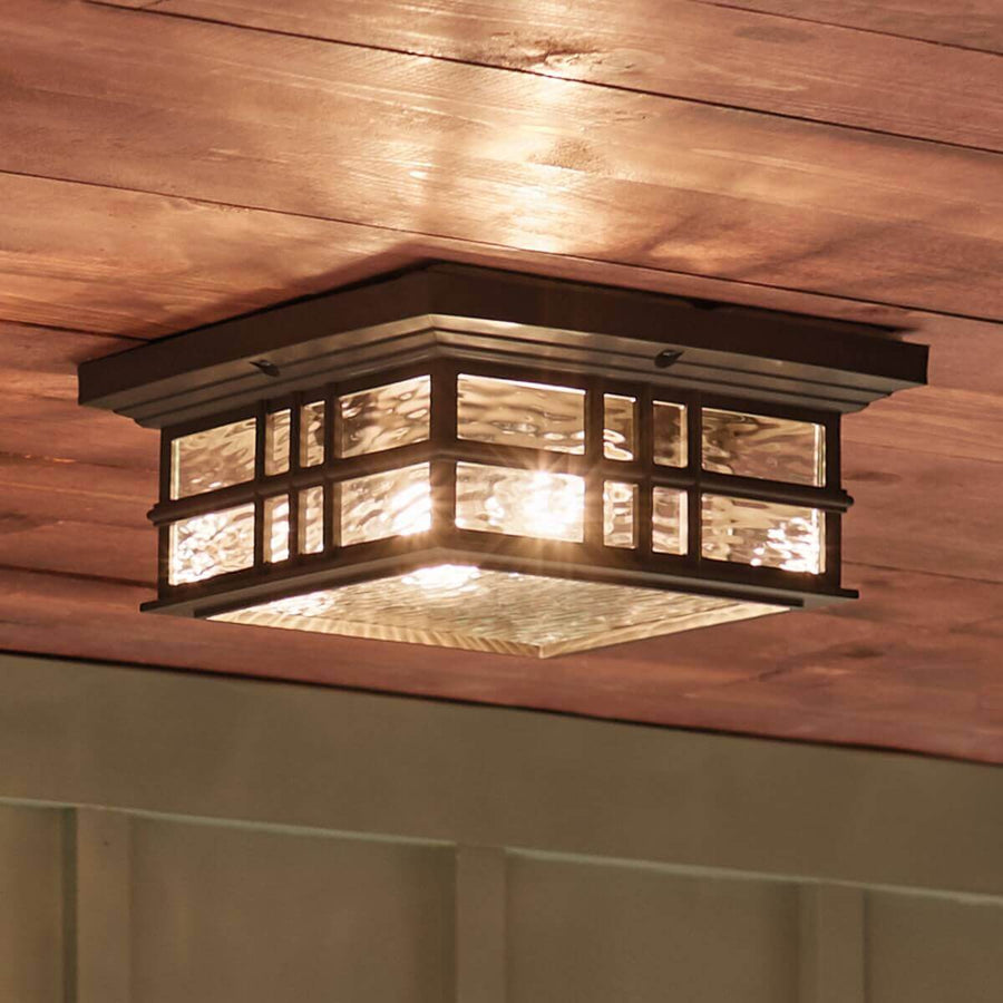 Plafonnier extérieur Beacon Square 2 lumières bronze, verre