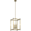 Suspension Cayden 4 lumières bois et laiton, cristal