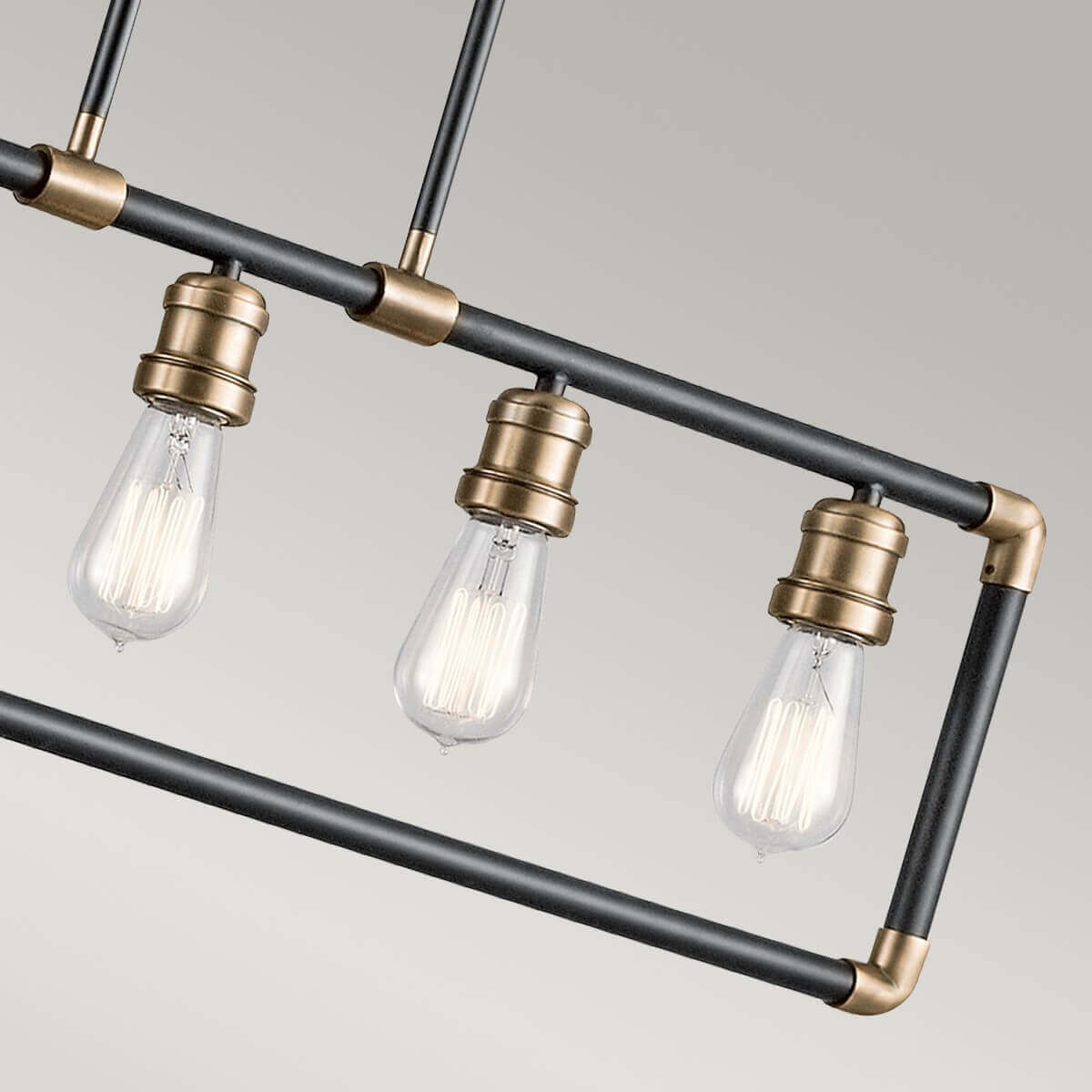 Lustre Imahn 5 lumières noir et bois