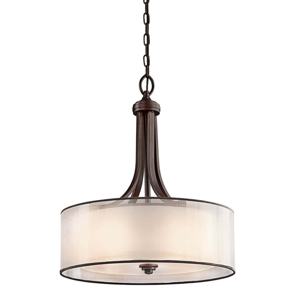 Suspension Lacey 4 lumières bronze et rouille, verre