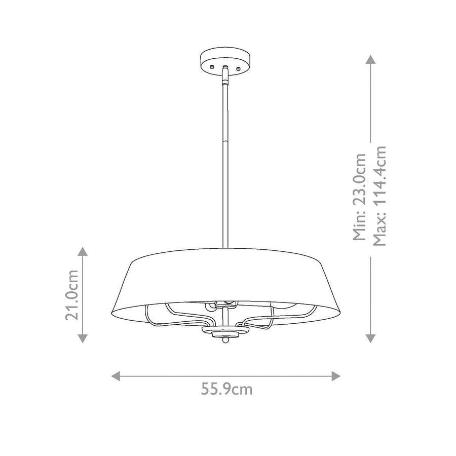 Suspension Luella 4 lumières bois et laiton, verre