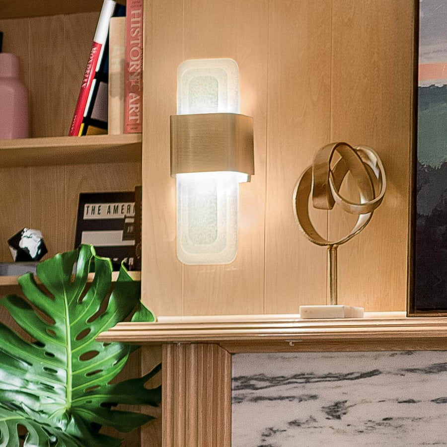 Applique murale Serene bois et laiton, verre