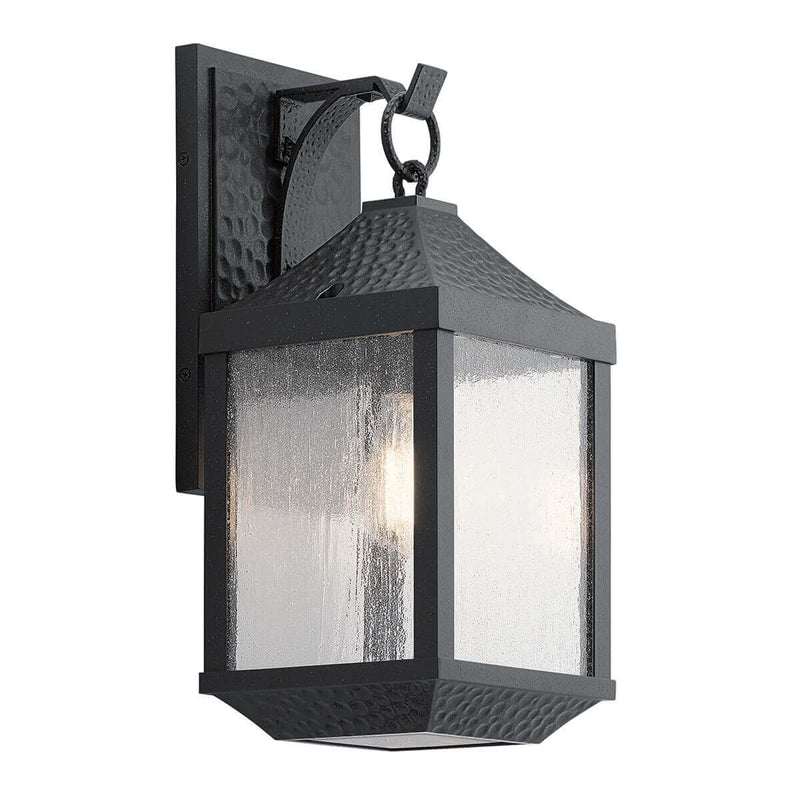 Applique extérieure Springfield noire, verre, H 45 cm