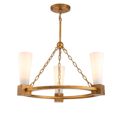 Lustre Kristy 3 lumières doré et opale, verre