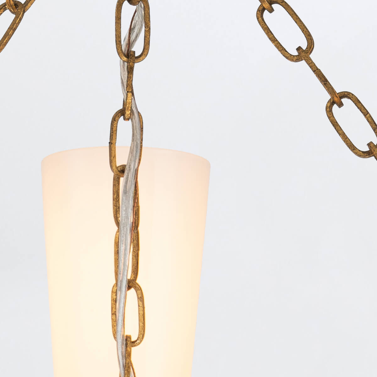 Lustre Kristy 3 lumières doré et opale, verre