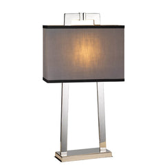 Lampe à poser Magro nickel poli et grise clair, céramique