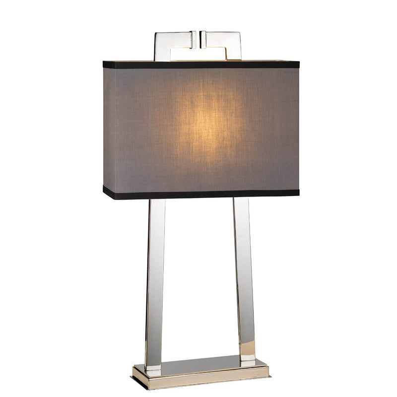 Lampe à poser Magro nickel poli et grise clair, céramique