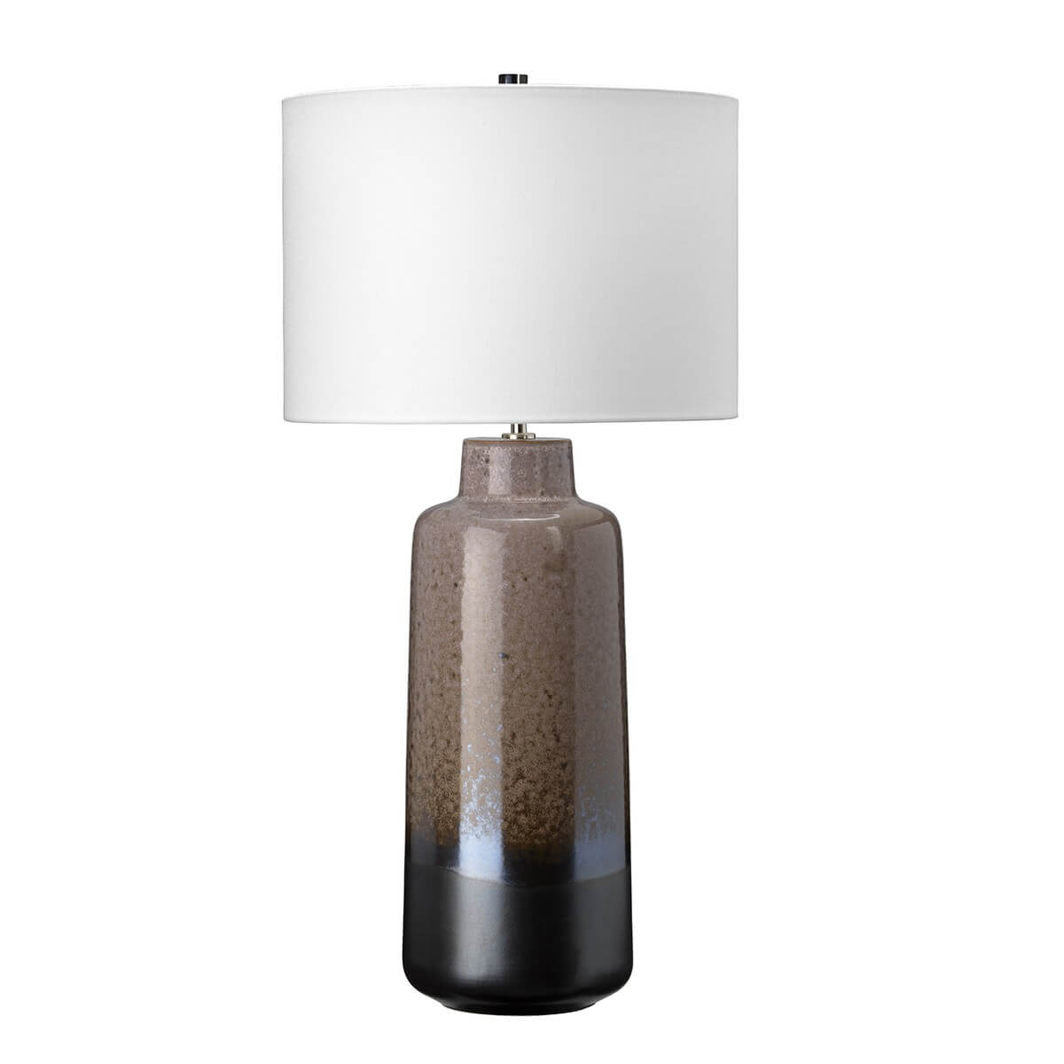 Vue du pied cylindrique émaillé, dégradé marron vers anthracite brillant
