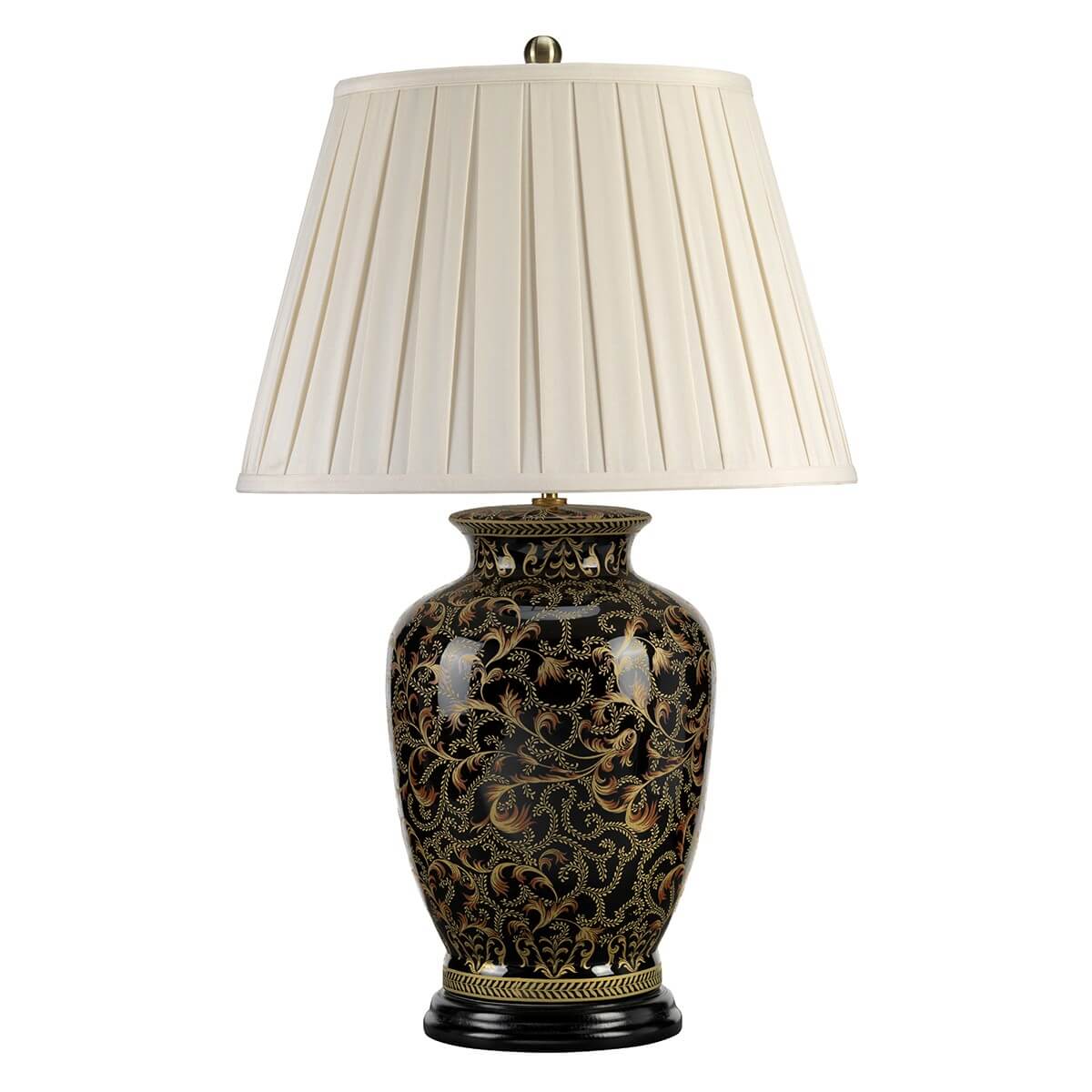 Lampe à poser Morris dorée et noire, porcelaine, H 73 cm