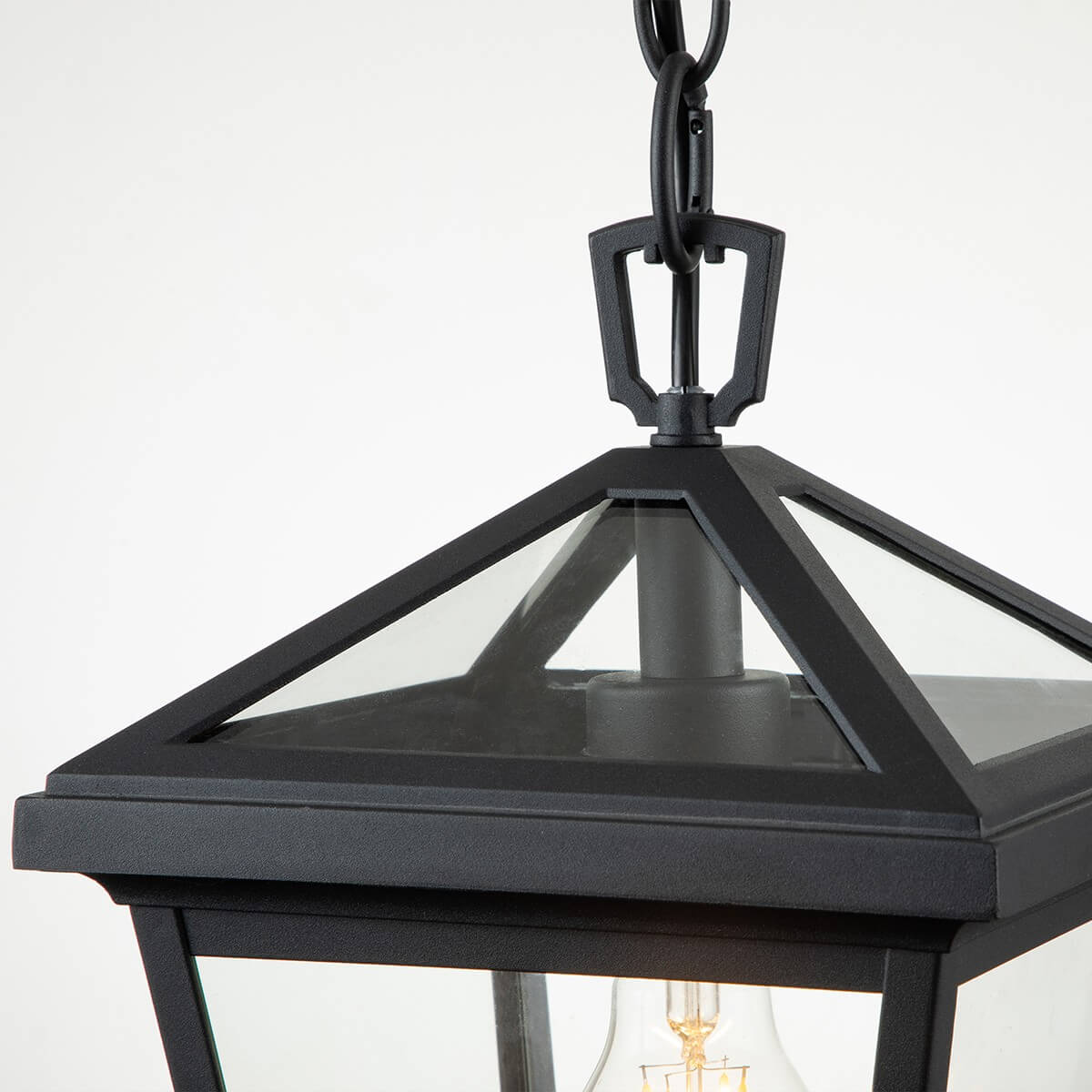 Suspension extérieure Alford Place noire et transparente, verre