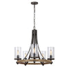 Lustre Angelo 5 lumières bois et gris, verre