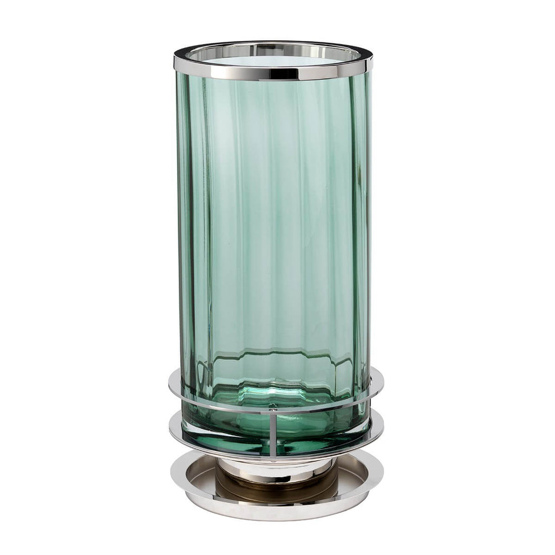 Lampe à poser Arno nickel poli et verte, verre