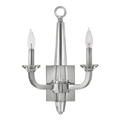 Applique murale Ascher 2 lumières nickel poli, cristal