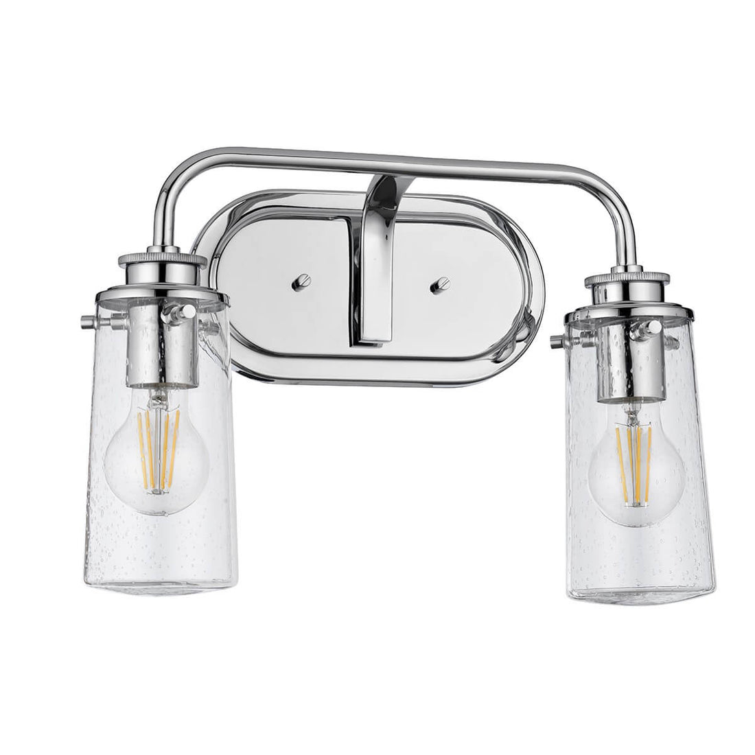 Applique murale Braelyn 2 lumières chromée et transparente, verre