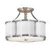 Plafonnier Chance 2 lumières nickel poli et blanc, verre