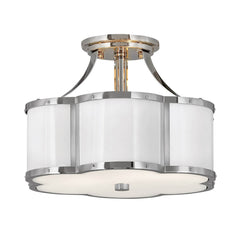 Plafonnier Chance 2 lumières nickel poli et blanc, verre