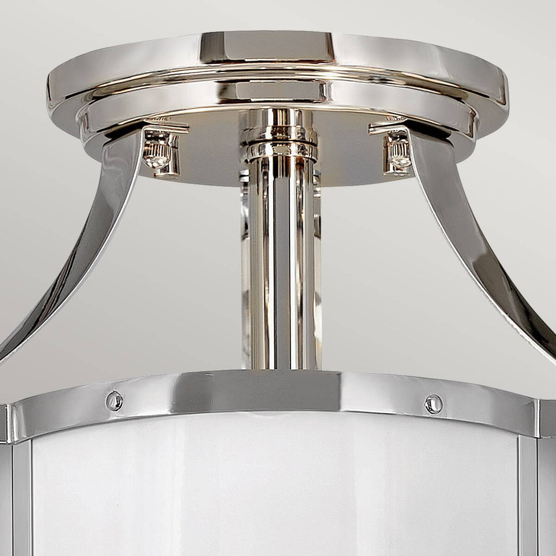 Plafonnier Chance 2 lumières nickel poli et blanc, verre
