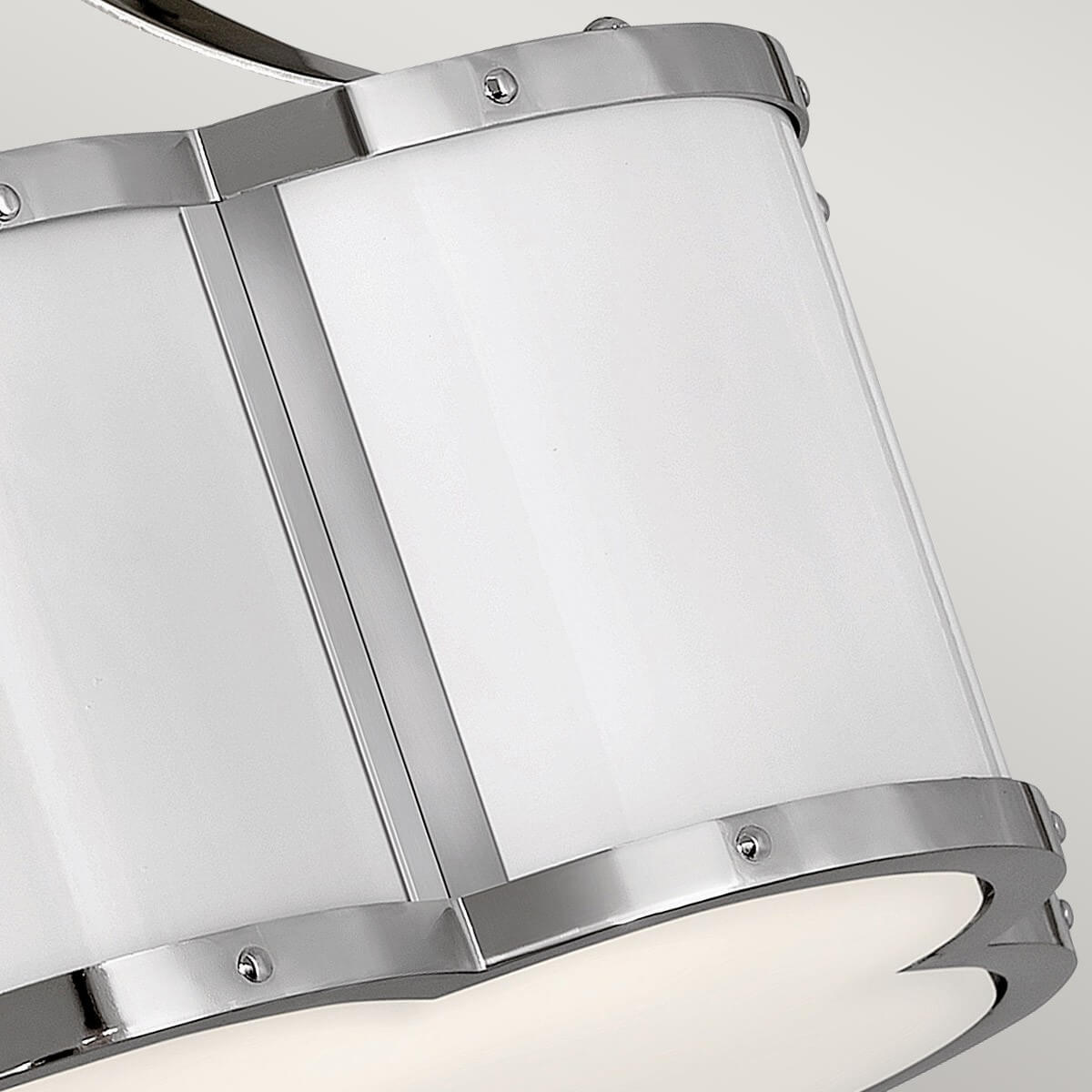 Plafonnier Chance 2 lumières nickel poli et blanc, verre
