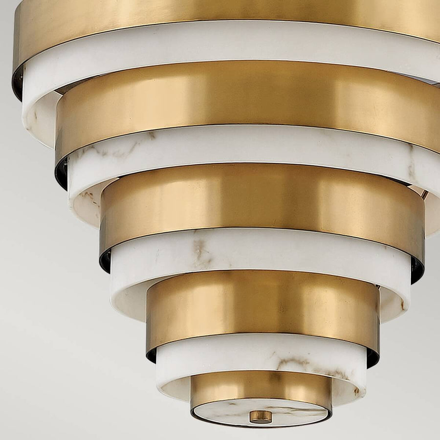 Suspension Echelon 4 lumières laiton, albâtre