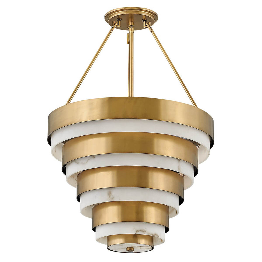 Suspension Echelon 4 lumières laiton, albâtre