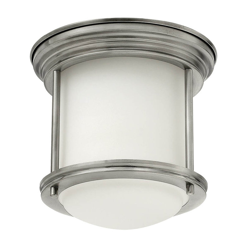Plafonnier Hadrian nickel et blanc, verre