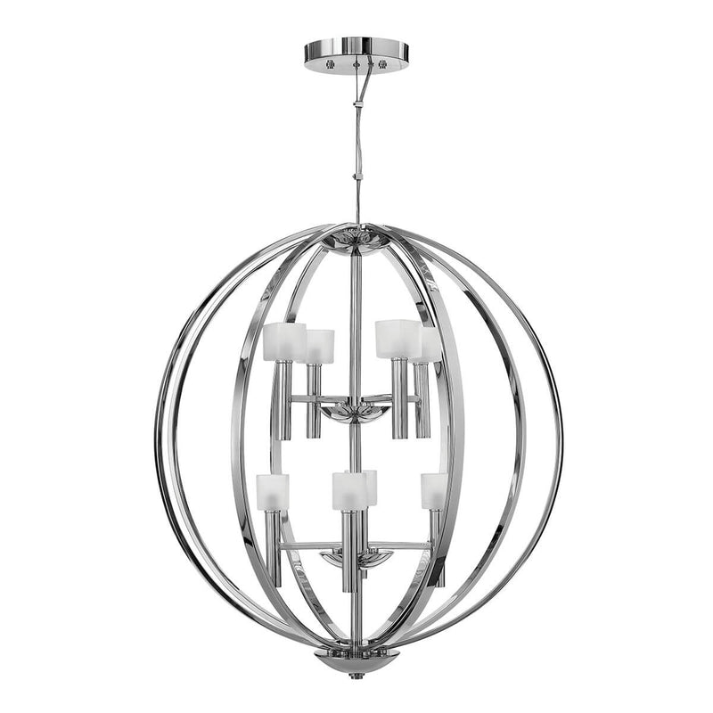 Lustre Mondo 8 lumières chromé et blanc, verre
