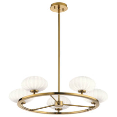 Lustre Pim 5 lumières doré et opale, verre