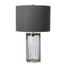 Lampe à poser Reno laiton vieilli et bleu, verre