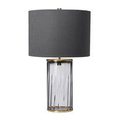 Lampe à poser Reno laiton vieilli et bleu, verre