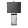 Lampe à poser Reno nickel poli et bleu, verre