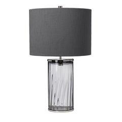 Lampe à poser Reno nickel poli et bleu, verre