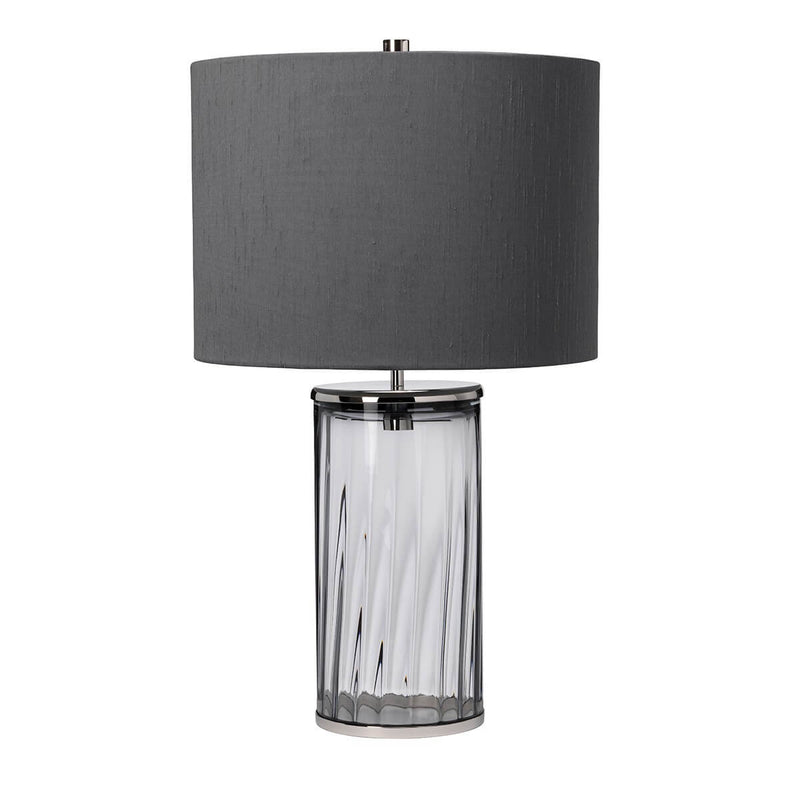 Lampe à poser Reno nickel poli et bleu, verre