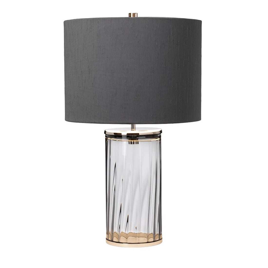 Lampe à poser Reno nickel poli et bleu, verre