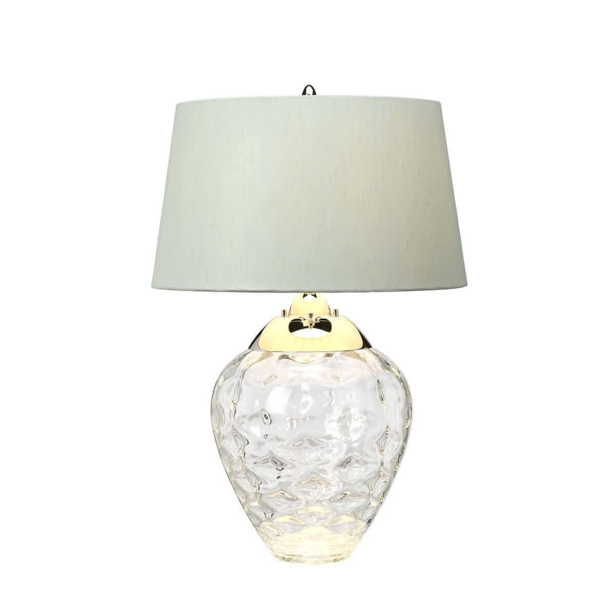 Lampe à poser Samara nickel poli et bleu, verre, H 71,5 cm