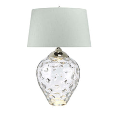 Lampe à poser Samara nickel poli et bleu, verre, H 78,7 cm