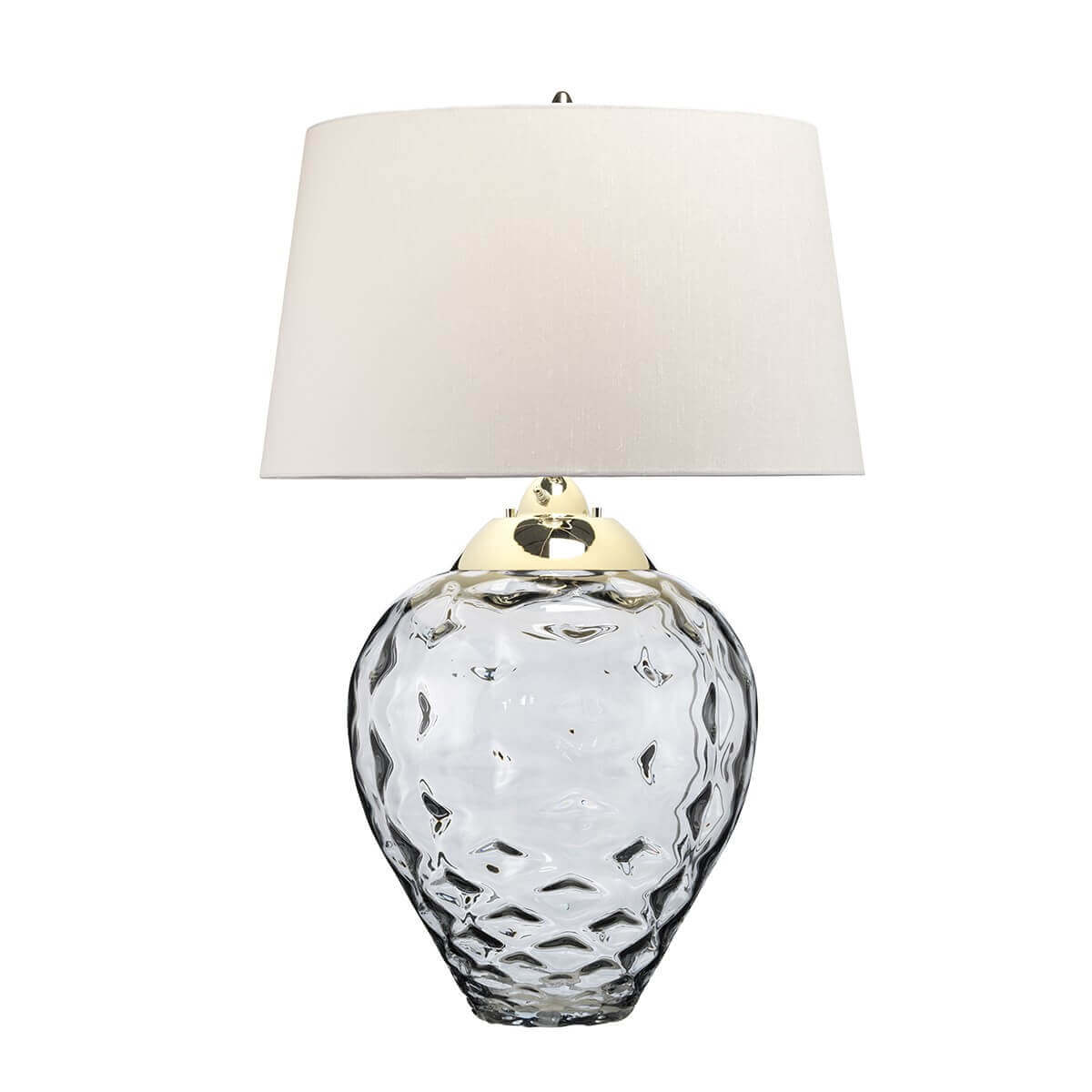Lampe à poser Samara nickel poli et grise clair, verre, H 78,7 cm