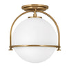 Plafonnier Heritage laiton et opale, verre