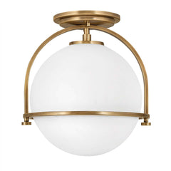 Plafonnier Heritage laiton et opale, verre