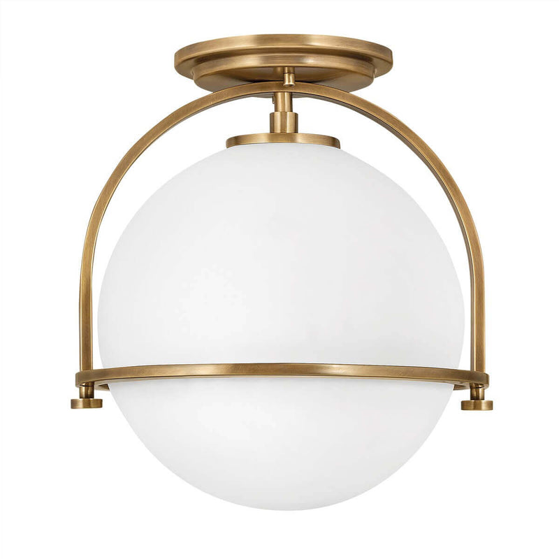 Plafonnier Heritage laiton et opale, verre