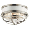 Plafonnier Tollis 2 lumières nickel satiné et blanc, verre